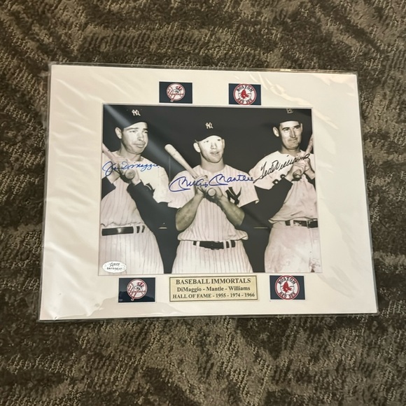 Mickey Mantle Joe DiMaggio Ted Williams signed photo Yankees Red Sox - Picture 1 of 1
